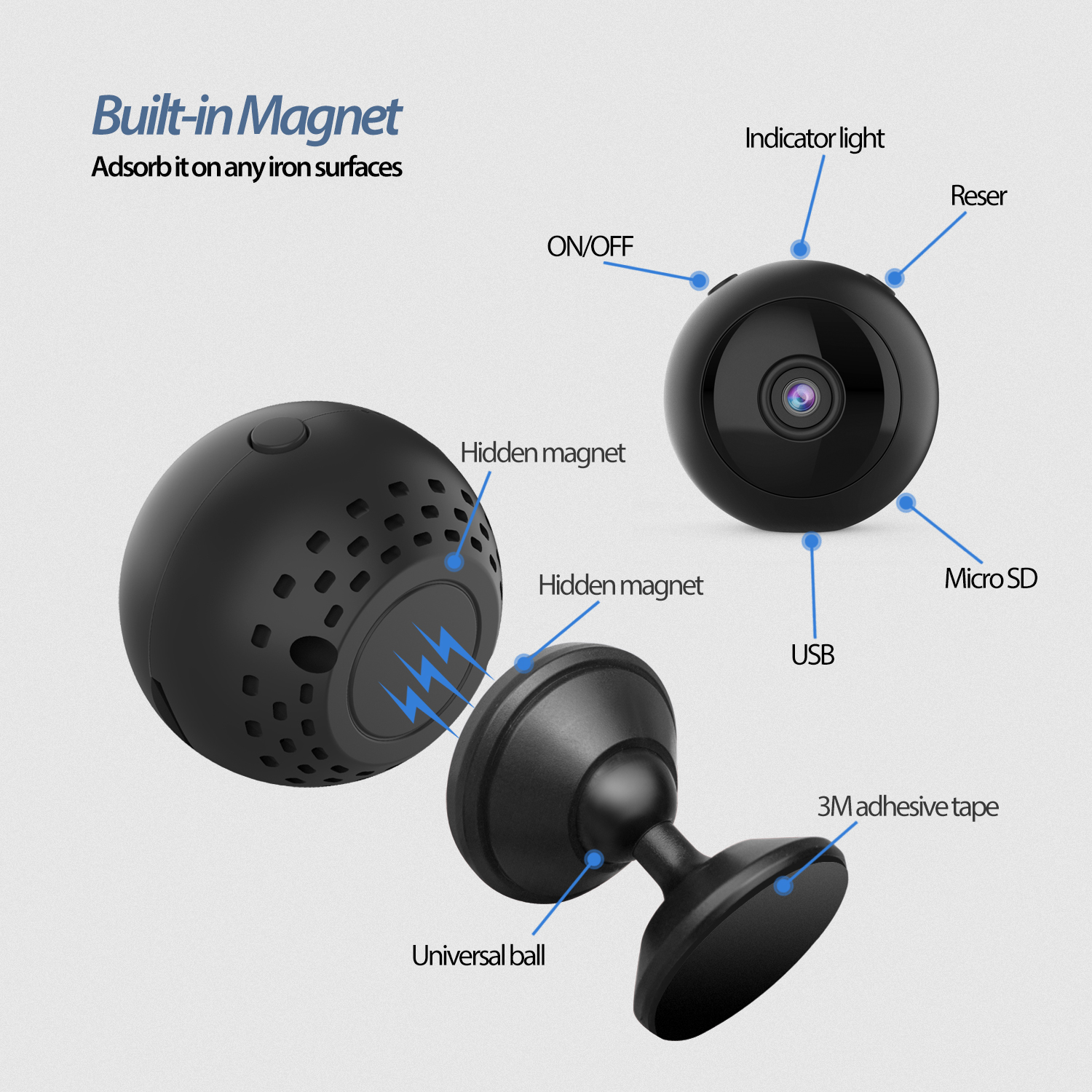 1080P wide-angle eyeball WiFi camera